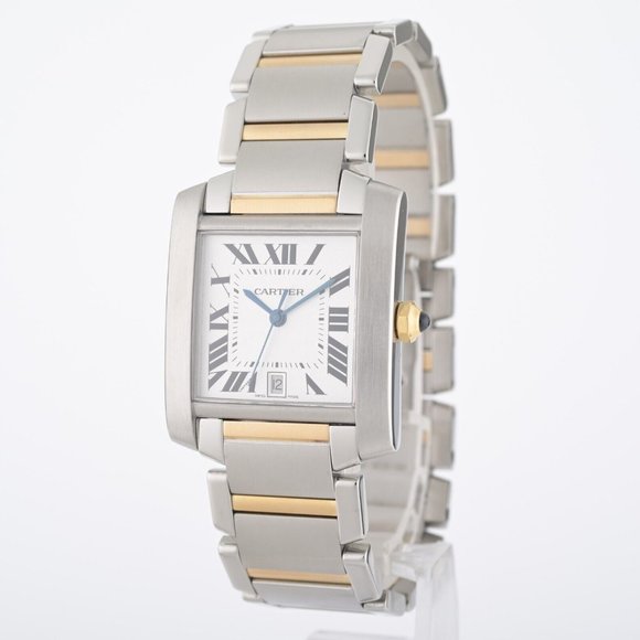 Cartier Tank Francaise 2302 Large 18k Yellow Gold/Steel 28x32mm Automatic Watch - Picture 2 of 13